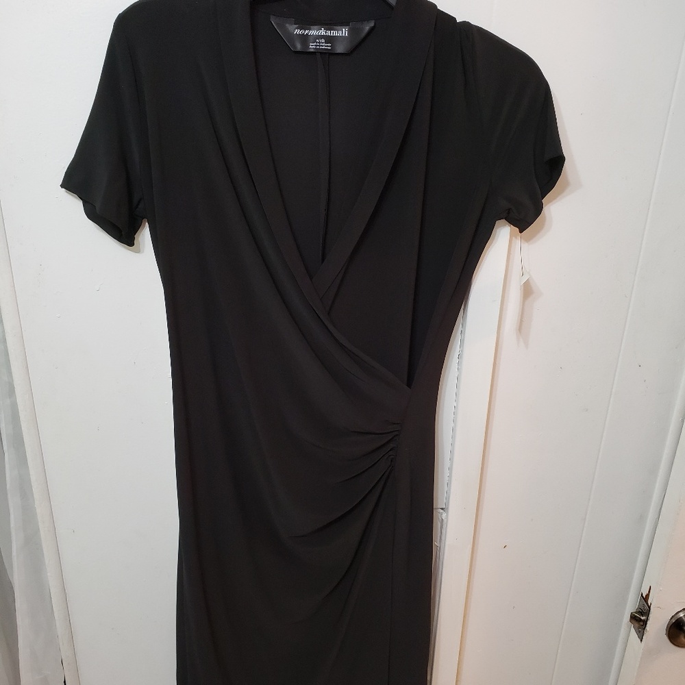 NK Black SS Side Drape Dress